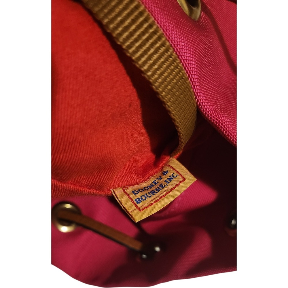 Dooney Bourke Drawstring Bucket Bag Pink Nylon Leather Trim Braided Strap - Picture 9 of 9